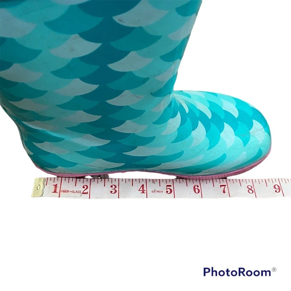 Pink and Mint Mermaid Lined Rain Boots